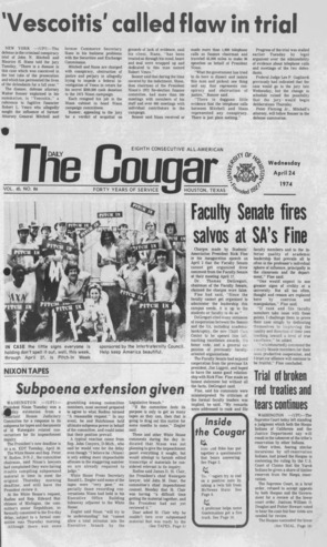 The Daily Cougar. Vol. 40, No. 86, April 24, 1974.