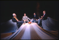 Fritz Leiber sits with panel while being interviewed on KUHT