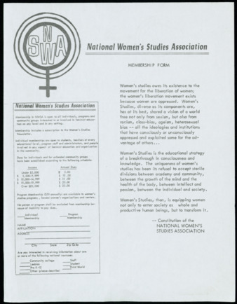 National Women's Studies Association membership form