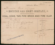 Bill from Houston Gas Light Company to Houston Fire Department