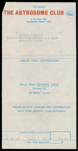 The Astrodome Club Statement