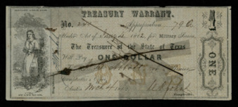 Treasury Warrant for $1 to J. B. Abbott for military service