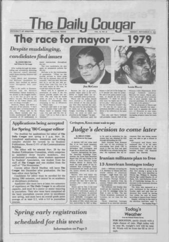 The Daily Cougar. Vol. 46, No. 60, November 19, 1979.