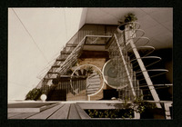 Keeland Residence, aerial view of garden and patio after 1984 remodeling
