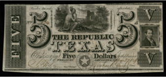 Republic of Texas promissory note for $5