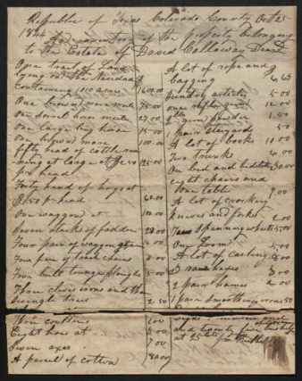 Inventory of property of the estate of David Callaway