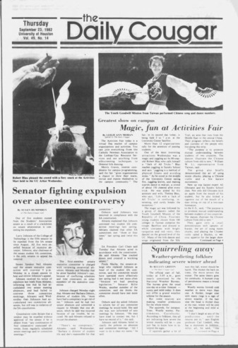 The Daily Cougar. Vol. 49, No. 14, September 23, 1982.