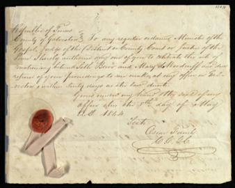 Marriage license for Seth Burr and Mary Woodruff