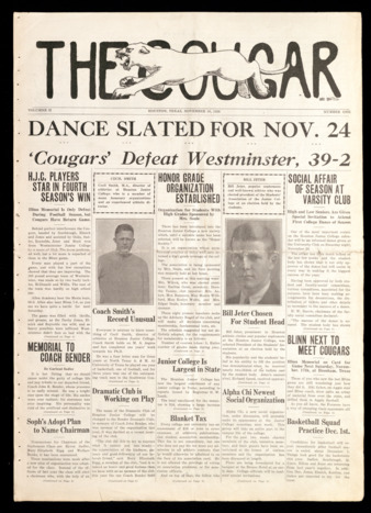 The Cougar, Vol. 2, No. 1, November 16, 1928