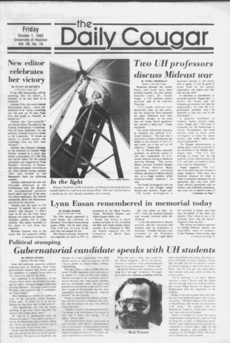 The Daily Cougar. Vol. 49, No. 19, October 1, 1982.