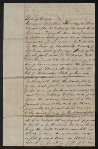 Certificate of record verifying a deed transfer between L. Box & Co. and W. W. Moore et. al.