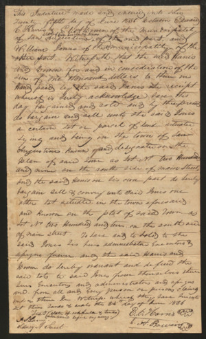 Written agreement between Edward Harris and Eli Bowen