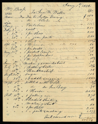 Bill from John M. Walker to William Biass