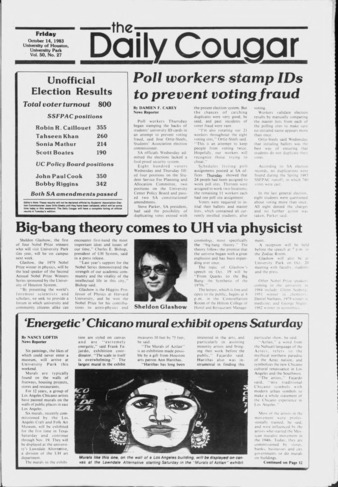 The Daily Cougar. Vol. 50, No. 27, October 14, 1983.