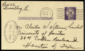 Correspondence between Eugene I. Harvey and Clanton W. Williams, concerning an application for admission to study physical therapy