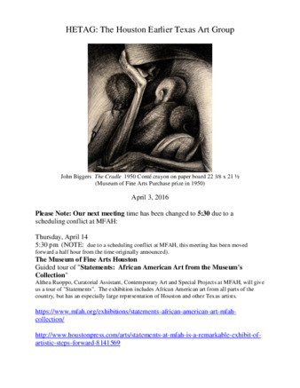 HETAG: The Houston Earlier Texas Art Group Newsletter, No. 2, April 2016