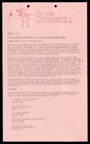 The Spoonbill, Vol. 20, No. 5, September 1971