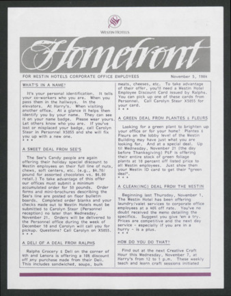 Homefront, November 5, 1984
