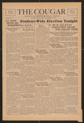 The Cougar, Vol. 3, No. 8, November 20, 1936