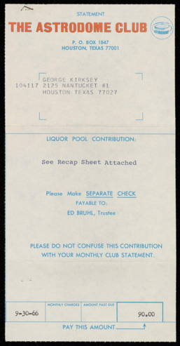 The Astrodome Club Statement