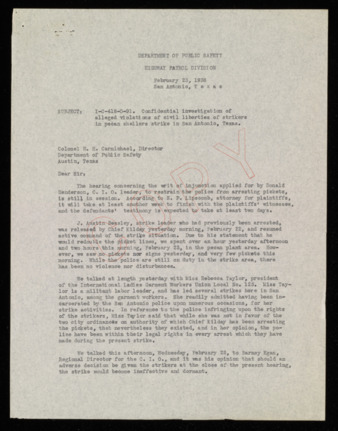 Copy of letter from Hill Foreman to H. H. Carmichael, 1938 February 23