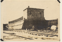 Large coal barge stranded