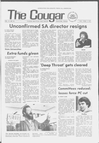 The Daily Cougar. Vol. [43], No. 66, February 4, 1977.