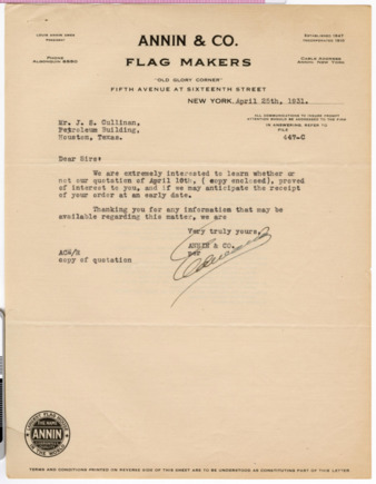 Letter from A. C. Edwards to J. S. Cullinan, 1931 April 25