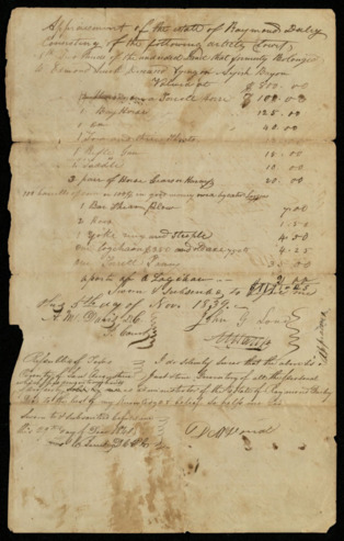 Appraisement of the estate of Raymond Daley