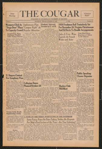 The Cougar, Vol. 5, No. 4, October 21, 1938