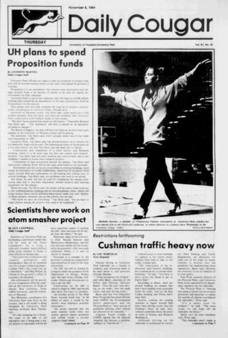 The Daily Cougar. Vol. 51, No. 42, November 8, 1984.