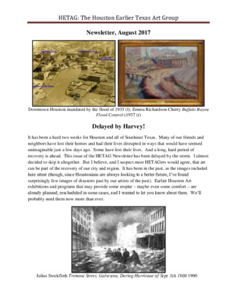 HETAG: The Houston Earlier Texas Art Group Newsletter, No. 16, August 2017