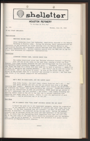 Shelletter, No. 133, July 29, 1963