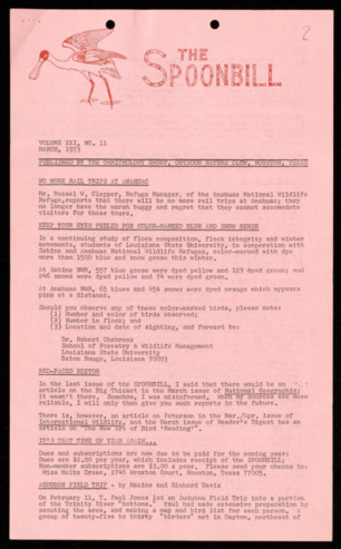 The Spoonbill, Vol. 21, No. 11, March 1973