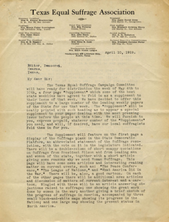 Letter from Minnie Fisher Cunningham to the Editor, Democrat