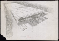 IBM Building, aerial view with handwritten notes