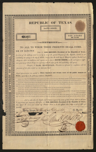 Scrip of land for 320 acres to David White