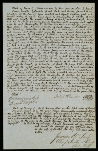 Sale of land to Washington D. Miller
