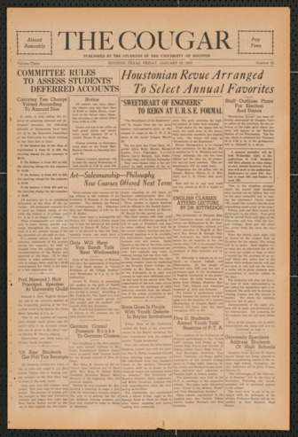 The Cougar, Vol. 3, No. 15, January 22, 1937