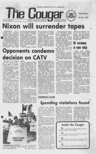 The Daily Cougar. Vol. 40, No. 30, October 24, 1973.
