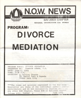 NOW News Bay Area Chapter, Vol. 17, No. 6, June 1985