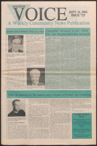 Houston Voice, No. 725, September 16, 1994