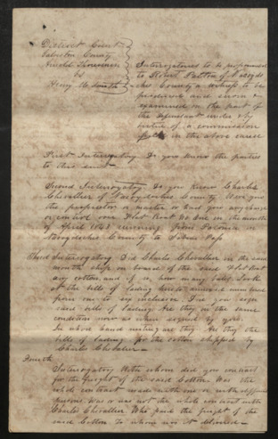 Interrogatories for Robert Patton of Nacogdoches in Thouvenin vs. Henry M. Smith