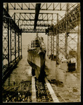 USS Houston (CA-30) slides down the ways at its launching ceremony