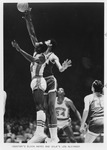 Elvin Hayes and Lew Alcindor mid-jump during the "Game of the Century" at the Houston Astrodome