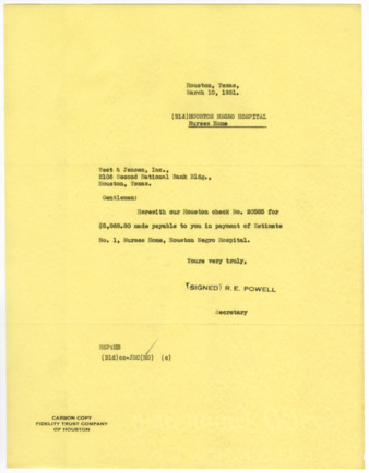 Letter from R. E. Powell to West & Jensen, Inc., 1931 March 10