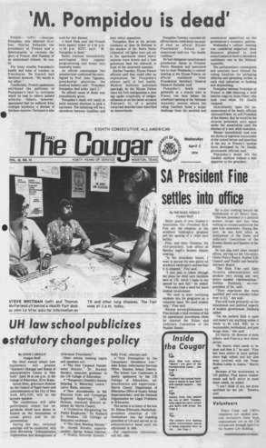 The Daily Cougar. Vol. 40, No. 75, April 3, 1974.