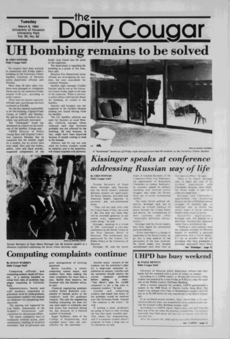 The Daily Cougar. Vol. 50, No. 82, March 6, 1984.