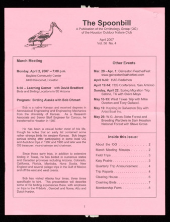 The Spoonbill, Vol. 56, No. 4, April 2007