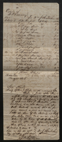 Bill from a Houston merchant William J. Hutchins for $154.07 for various items